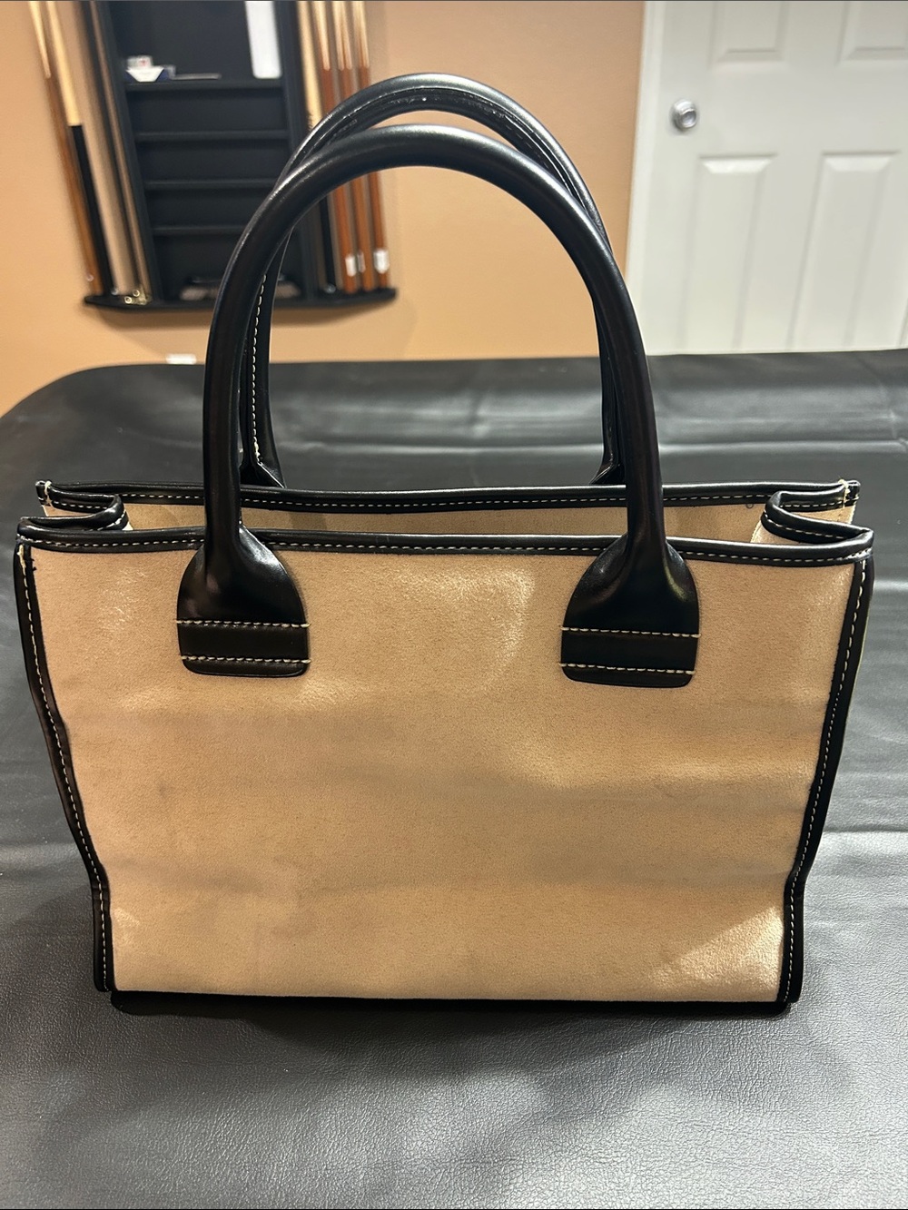 Saks Fifth Avenue Beige Canvas Tote with Black Trim - Picture 2 of 9